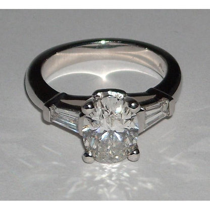 2.01 Ct. Oval Diamond Three 3 Stone Ring White Gold New Three Stone Ring