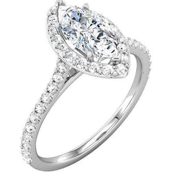 2 Ct. Halo Natural Earth Mined Diamond Marquise & Round Wedding Ring