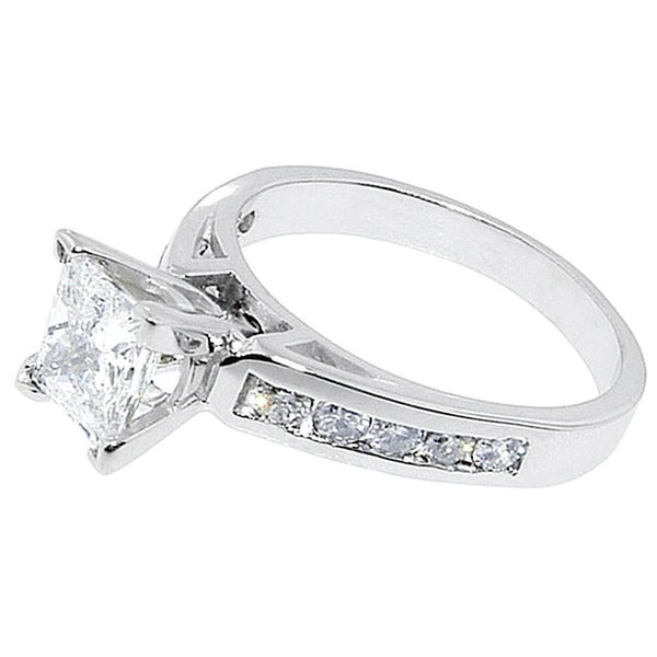 New Style Brilliant Engagement Wedding Solitaire Ring with Accents White Gold Diamond