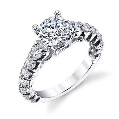 2.05 Carats Women 14K White Gold Round Cut Antique Style Diamond Engagement Engagement Ring