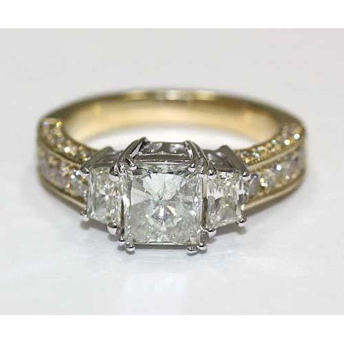 3.65 Carat Diamond F Vs1 Three Stone Diamond Ring Three Stone Ring