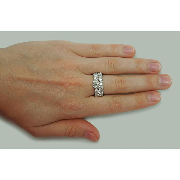 Engagement Ring Set 6.25 Carat Diamond Engagement Ring Band Set White Gold 14K