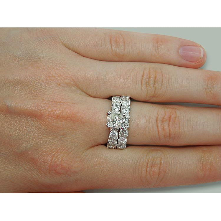 6.25 Carat Diamond Engagement Ring Band Set White Gold 14K Engagement Ring Set