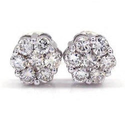 2.1 Ct Round Diamond Cluster Women Earring 14K White Gold