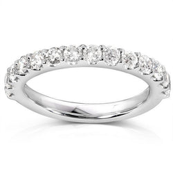 2.10 Ct Round Natural Earth Mined Diamond Half Eternity Wedding Band 14K White Gold