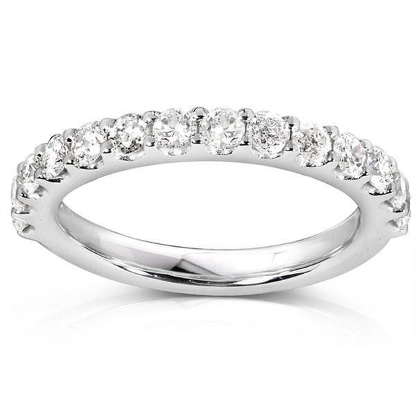 2.1 Ct Round Diamond Wedding Band 14K White Gold Half Eternity Band