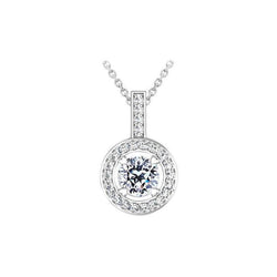 2.10 Carats Round Cut Diamonds Lady Pendant Necklace Gold White 14K