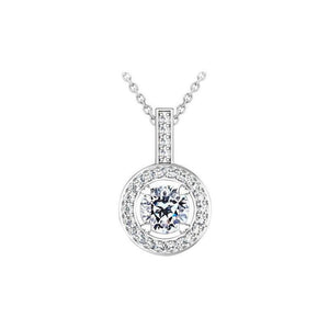 2.10 Carats Round Cut Diamonds Lady Pendant Necklace Gold White 14K Pendant