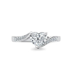 2.10 Ct. Heart And Round Cut Diamonds Engagement Ring White Gold