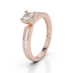 2.10 Ct Solitaire With Accent Natural Earth Mined Diamonds Engagement Ring Rose Gold