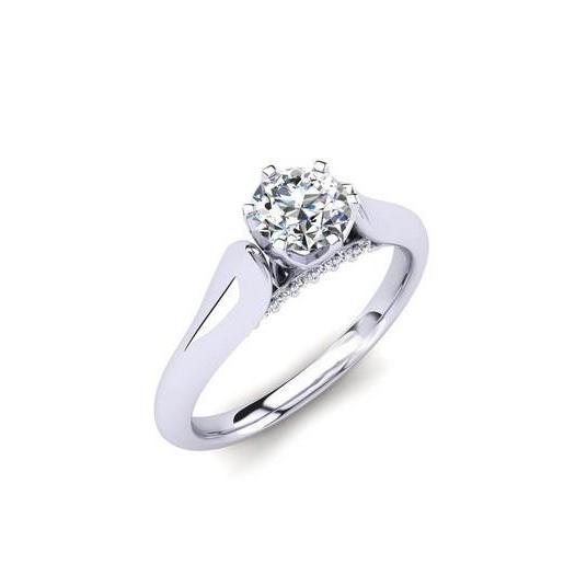  Lady’s Brilliant Engagement White Gold Diamond Solitaire Ring with Accents