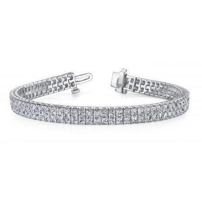 21.00 Carats Sparkling Round Brilliant Cut Diamonds Tennis Bracelet 14K Gold Tennis Bracelet