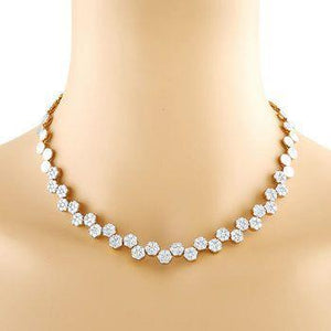 21.00 Ct Small Brilliant Cut Diamonds Lady Necklace White Gold 14K Necklace