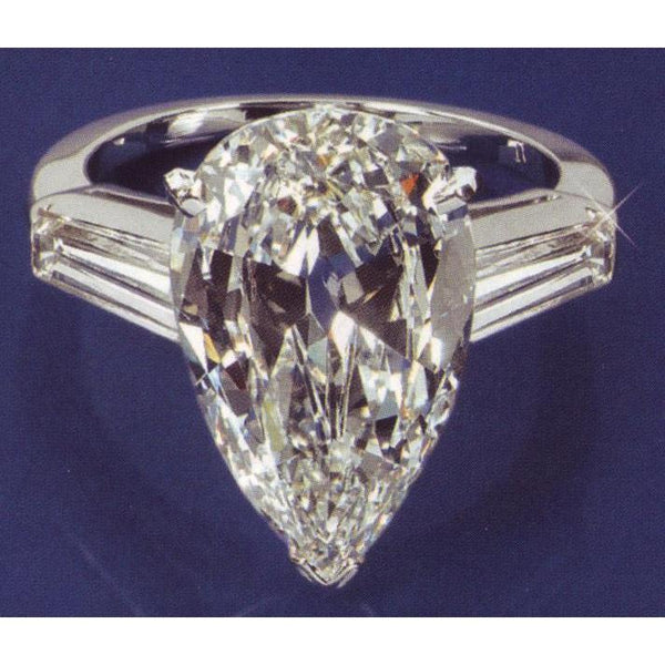 2.11 Carat Pear Shape Diamond Engagement Ring Solitaire Three Stone Three Stone Ring