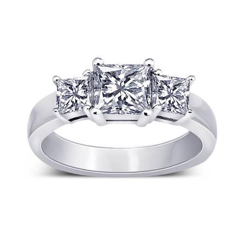 2.11 Carat Princess Diamonds Wedding Engagement Ring 3 Stone Jewelry Three Stone Ring