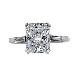 2.11 Carat Radiant & Baguette Diamonds Three Stone Engagement Ring
