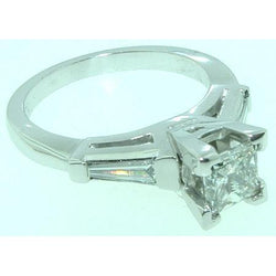 2.10 Ct Princess Baguettes Natural Earth Mined Diamond Three Stone Ring White Gold