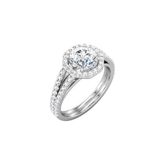 2.11 Ct. Round Brilliant Diamonds Solitaire With Accents Halo Ring Wg Halo Ring
