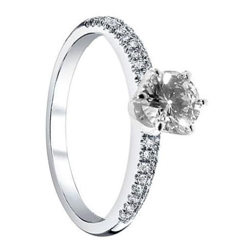 NEw Style Unique Lady’s Solitaire Ring with Accents White Gold Diamond  