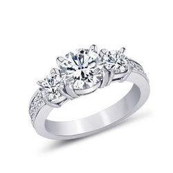 2.11 Ct. Three Stone Style Round & Princess Diamond Engagement Ring