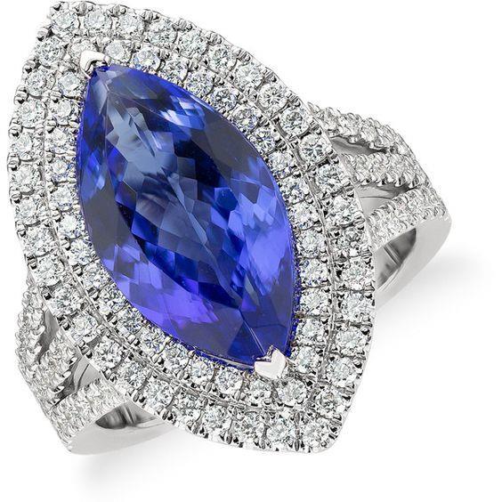 New Amazing  Solitaire With Accent Tanzanite With Diamonds Ring Gold  Gemstone Ring