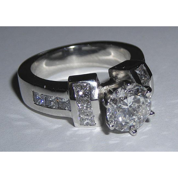 Engagement Ring Set Princess and Round Diamond Ring Engagement Set 6.61 Carats