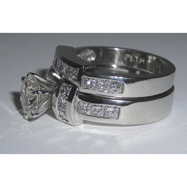 Princess and Round Diamond Ring Engagement Set 6.61 Carats Engagement Ring Set