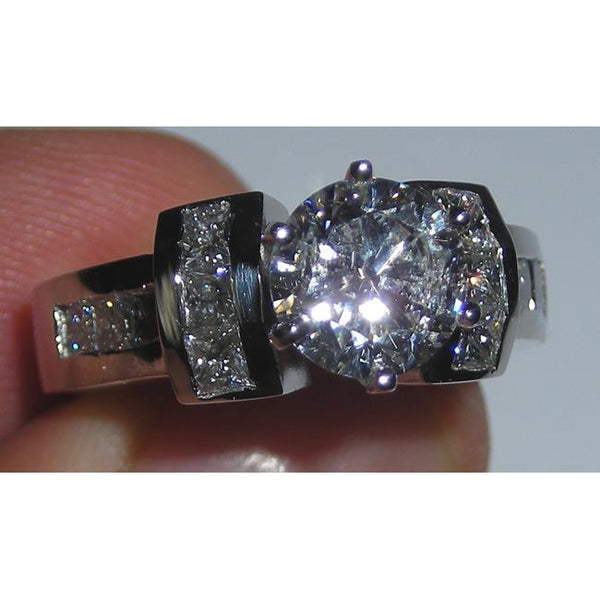 4.40 Ct. Princess  Round Diamonds Platinum Ring Engagement Set Engagement Ring Set