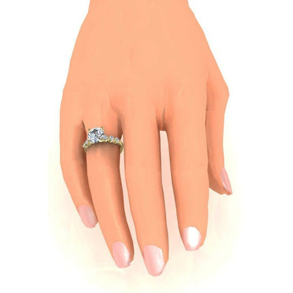 Yellow Gold  Solitaire Ring with Accents White Gold Diamond