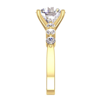 Yellow Gold  Solitaire Ring with Accents White Gold Diamond