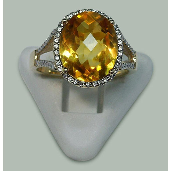  Lady’s Brilliant  Madeira Citrine & Diamond Oval Ring With Accents  