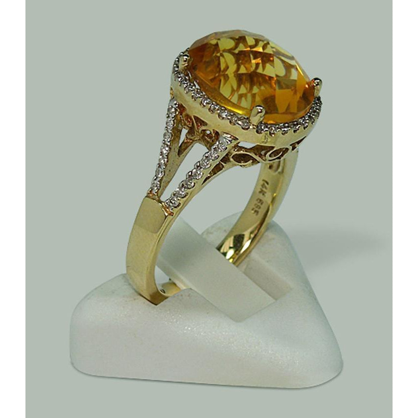  Lady’s Brilliant  Madeira Citrine & Diamond Oval Ring With Accents 