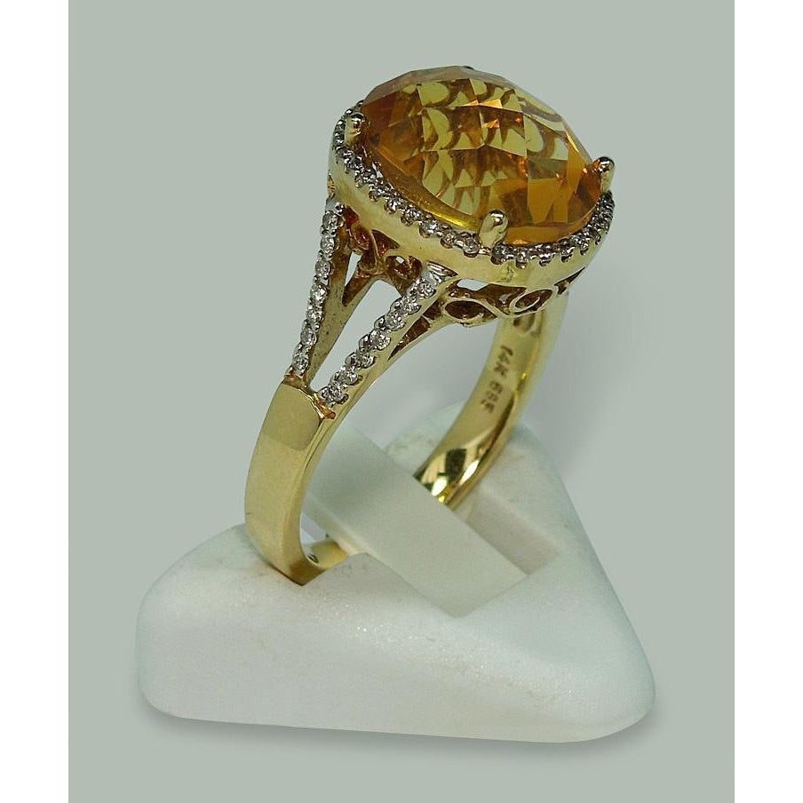  Lady’s Brilliant  Madeira Citrine & Diamond Oval Ring With Accents 