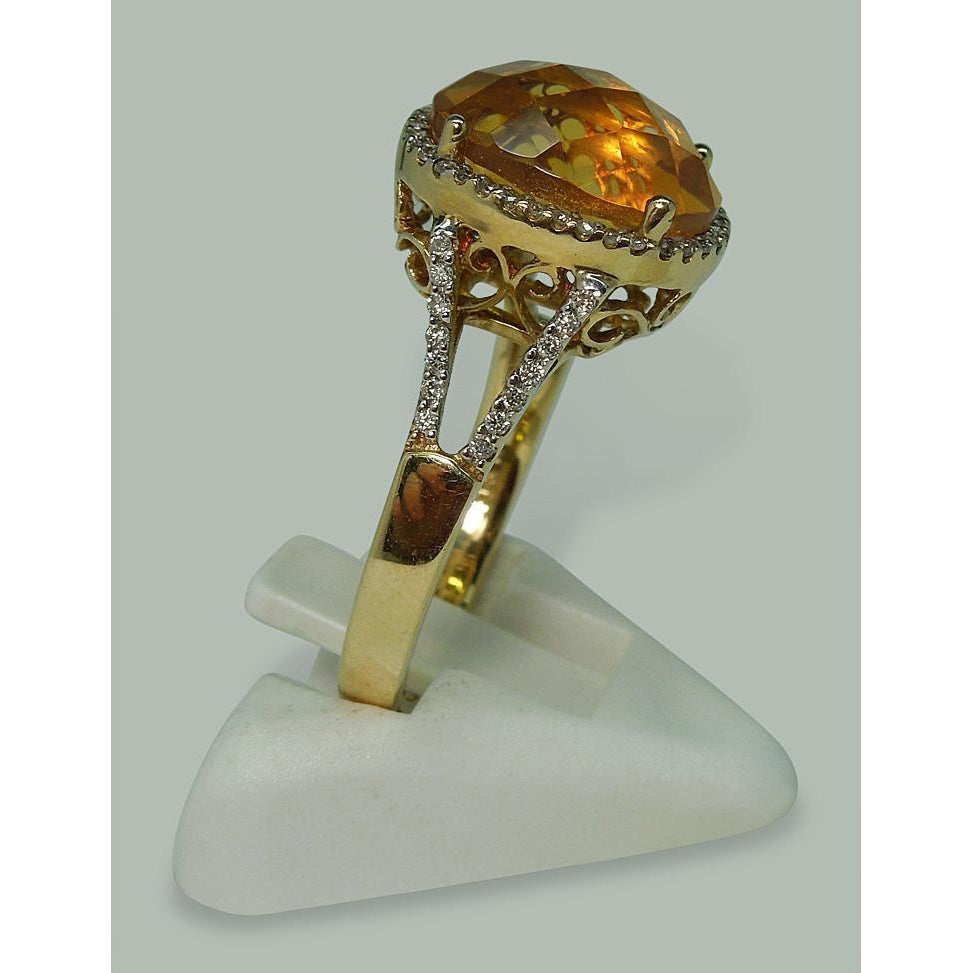  Lady’s Brilliant  Madeira Citrine & Diamond Oval Ring With Accents 