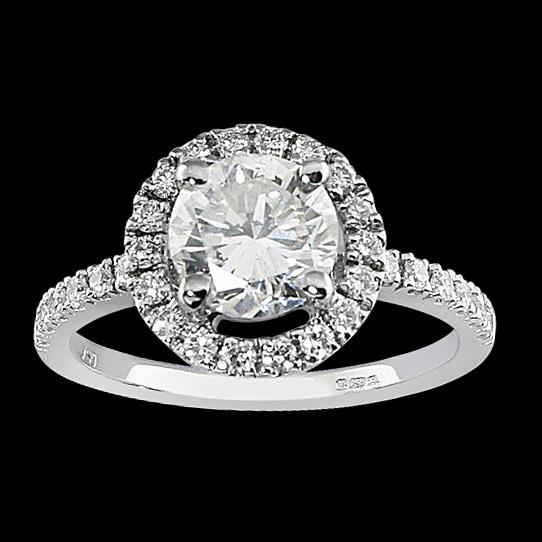 Halo Ring Halo Diamond Wedding Ring White Gold 1.50 Ct.