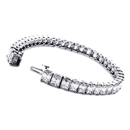 20 Ct Sparkling Emerald Cut Diamond Tennis Bracelet White Gold