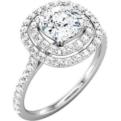 Natural  2.15 Carat Sparkling Cushion Round Diamonds Wedding Ring Halo