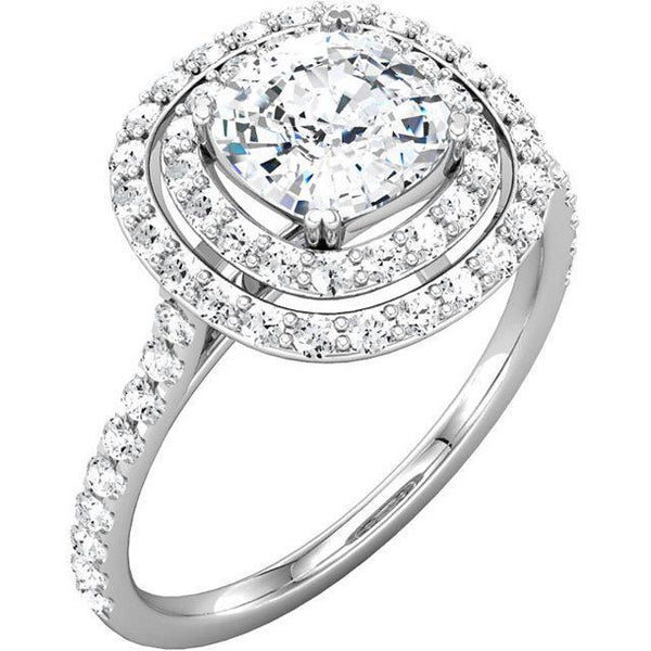 2.16 Carat Sparkling Cushion  Round Diamonds Wedding Ring Halo Halo Ring