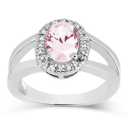 2.16 Cts. Oval Pink Center Sapphire Wedding Gemstone Ring