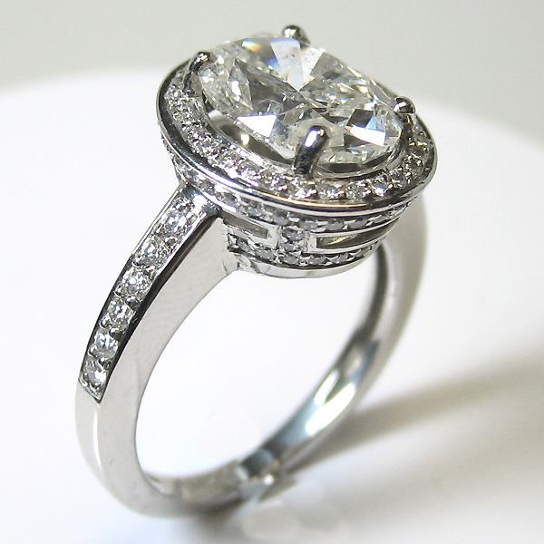 Halo Ring Halo Oval Diamond Engagement Ring 3 Carats