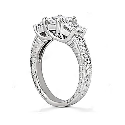 2.18 Ct. Round Diamond Ring Three Stone Customized Three Stone Ring