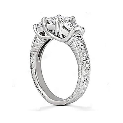 2.18 Ct. Round Diamond Ring Three Stone Customized Three Stone Ring