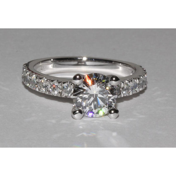  White Gold Diamond Solitaire Ring with Accents Solitaire Ring with Accents