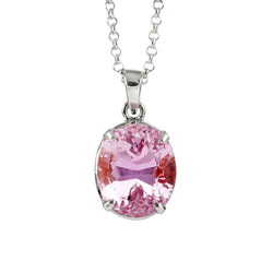 21 Carats Oval Pink Kunzite Necklace Pendant White Gold Jewelry New