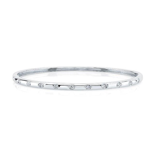2.2 Ct Brilliant Cut Diamonds Ladies Bangle Bracelet 14K White Gold Bangle