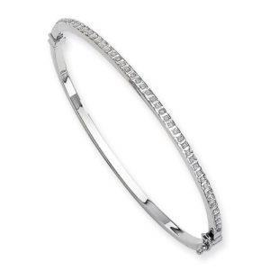 2.2 Ct Prong Set Round Diamond Bangle Bracelet White Gold Bangle