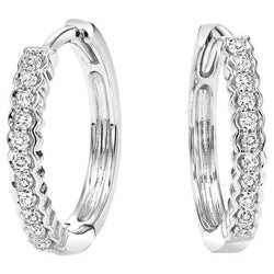 2.2 Ct Round Natural Earth Mined Diamond Hoop Earring White Gold Jewelry