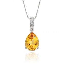 22.75 Carats Madeira Citrine With Natural Earth Mined Diamonds Pendant Prong Set Gold 14K