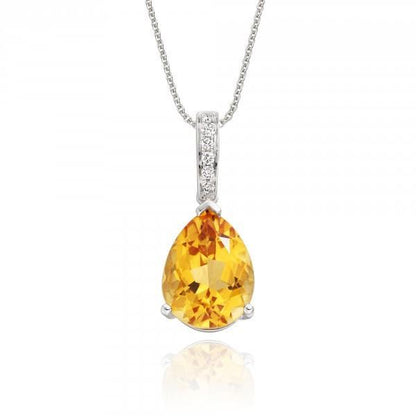 22.75 Carats Madeira Citrine With Diamonds Pendant Prong Set Gold 14K