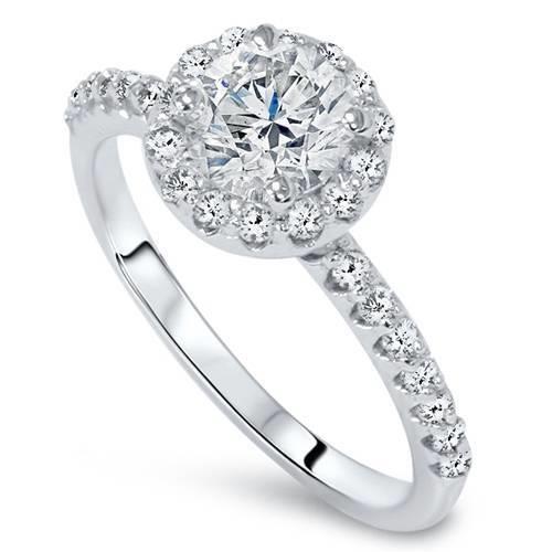 2.20 Carats Sparkling Diamonds Engagement Ring Halo 14K Gold White New Halo Ring